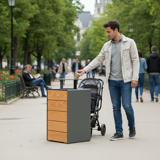 Heavy Duty 120L Litter Bin with User-Friendly Front Door for Easy Bag Handling and Emptying - side view | britanniasafety.uk