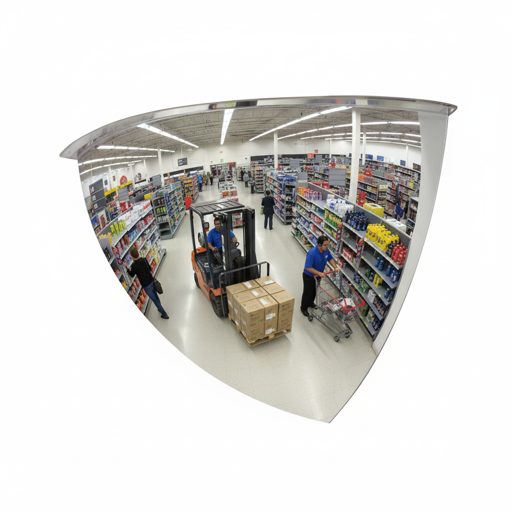 Premium 90 Degree Indoor Observation Mirror for Safety and Supervision in Corners and Passageways - Detail View | britanniasafety.uk