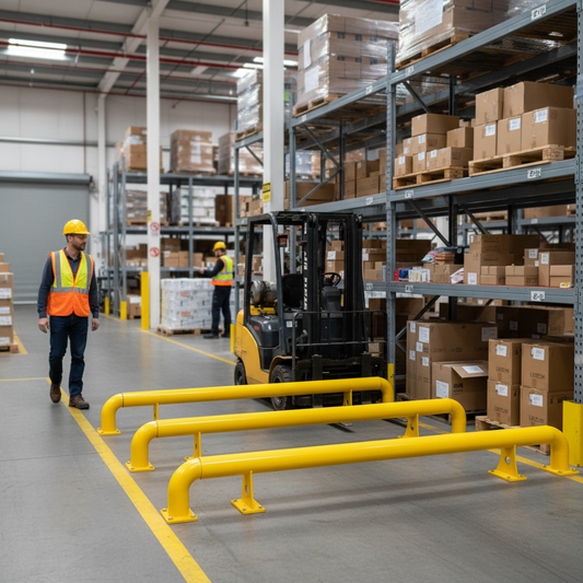 Premium Raised Collision Rail with Modular Design and Powder-Coated Finish for Enhanced... - side view | britanniasafety.uk