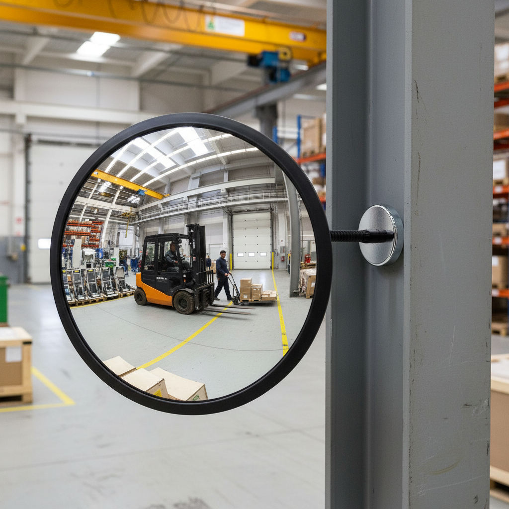 Premium Magnetic Mounting Convex Safety Mirror - Shock-Proof Acrylic, Flexible Arm for Indoor... - side view | britanniasafety.uk