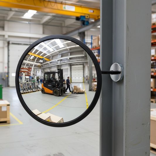 Premium Magnetic Mounting Convex Safety Mirror - Shock-Proof Acrylic, Flexible Arm for Indoor... - side view | britanniasafety.uk