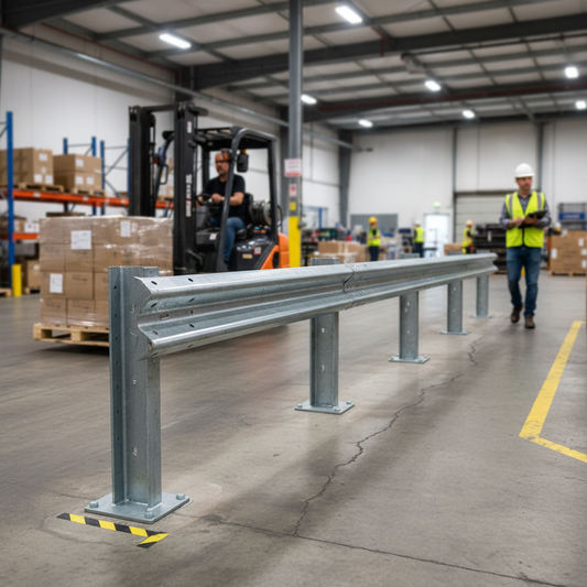 Custom Length Heavy Duty Corrugated Steel Beam for Impact Barriers - Galvanized and Ready for... - side view | britanniasafety.uk