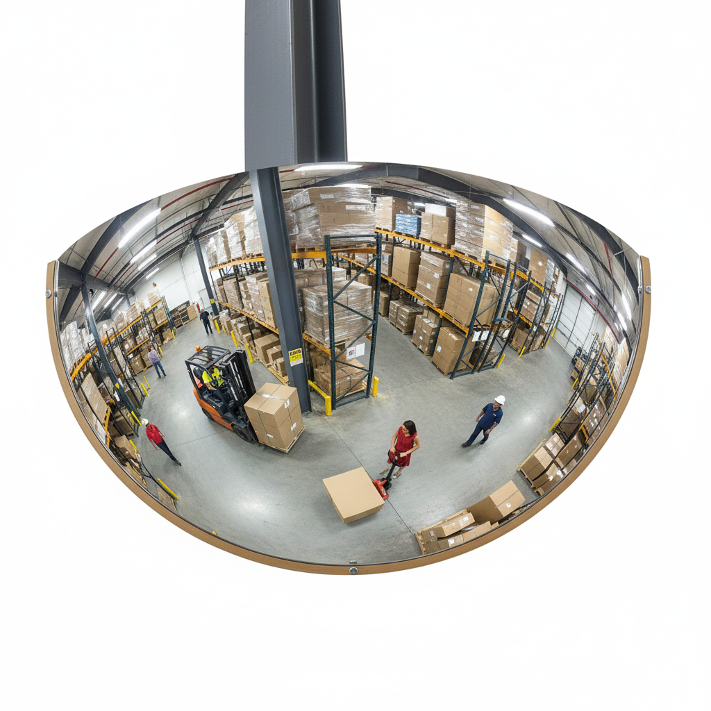 Premium Half Dome Vertical Mount Mirror with 180-Degree View for Enhanced Safety and Security - side view | britanniasafety.uk