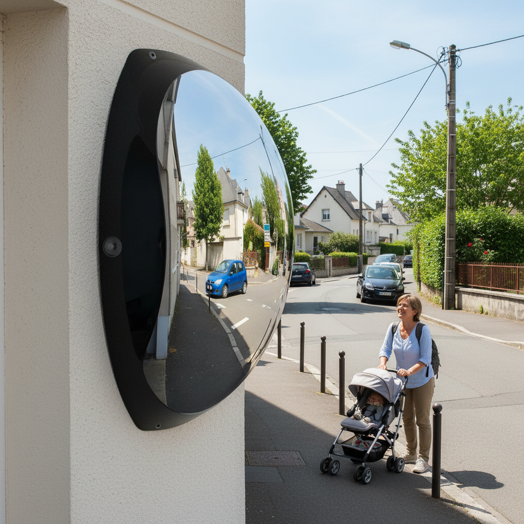 Premium Wide Angle Driveway Mirror with 180-Degree Viewing Angle and Universal Mounting Bracket... - side view | britanniasafety.uk
