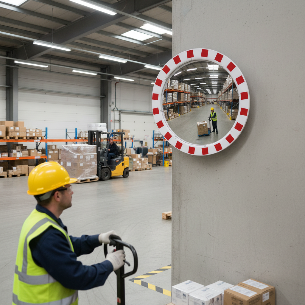 Premium Stainless Steel Traffic Mirror - Chemical Resistant and UV Impervious for Enhanced... - side view | britanniasafety.uk