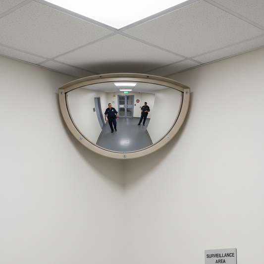 Heavy Duty Institutional Mirror for High Security Indoor Areas - Anti-Ligature Design for... - side view | britanniasafety.uk