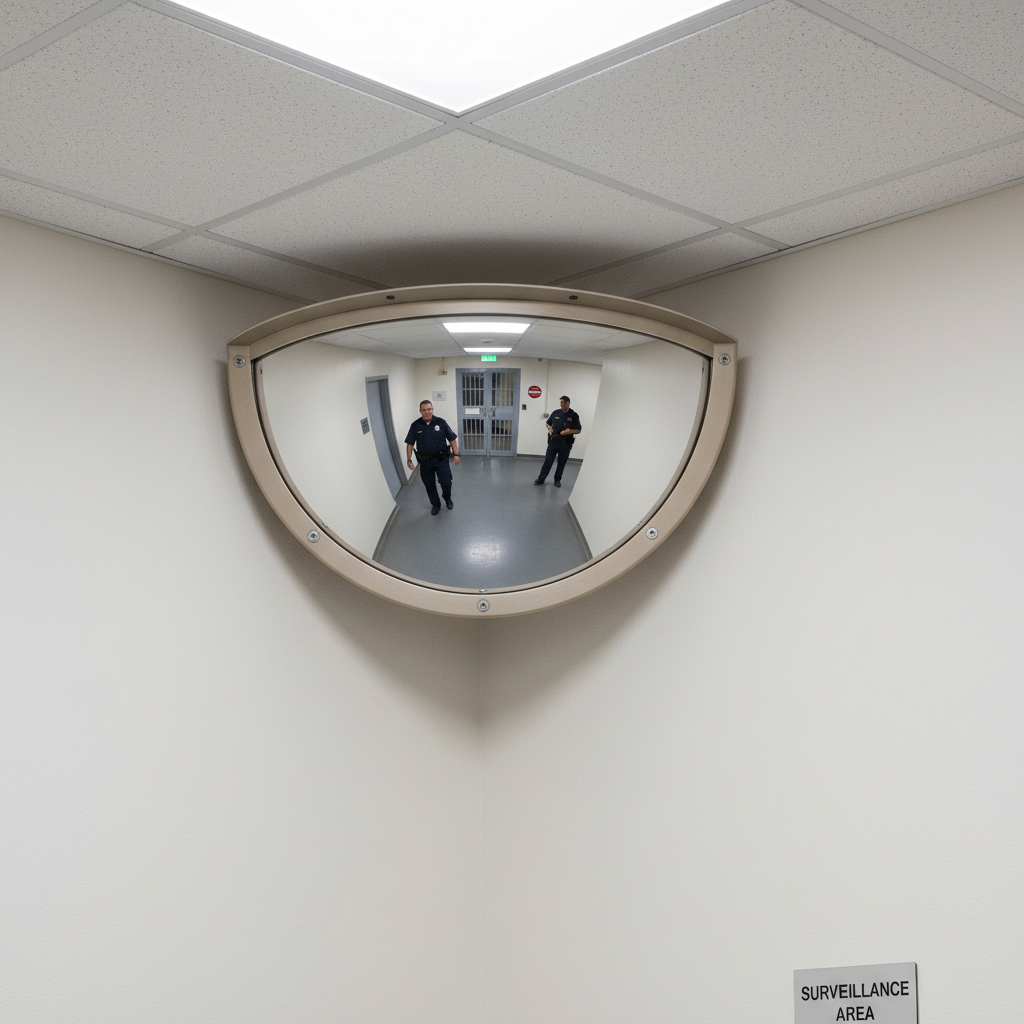 Heavy Duty Institutional Mirror for High Security Indoor Areas - Anti-Ligature Design for... - side view | britanniasafety.uk
