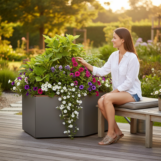 Premium Pentagonal Modular Planter for Urban Landscapes - Versatile Indoor and Outdoor Use - side view | britanniasafety.uk