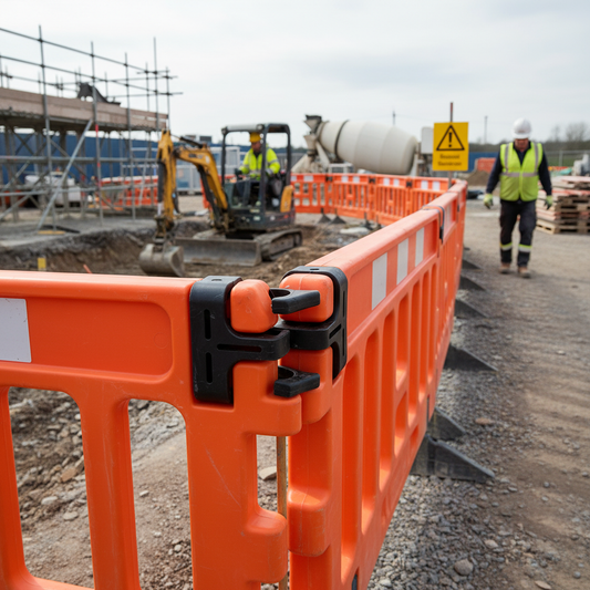 Premium Spare Clip for Plastic Barrier - Tool-Free, Rust-Resistant, Connects Multiple Sections - side view | britanniasafety.uk