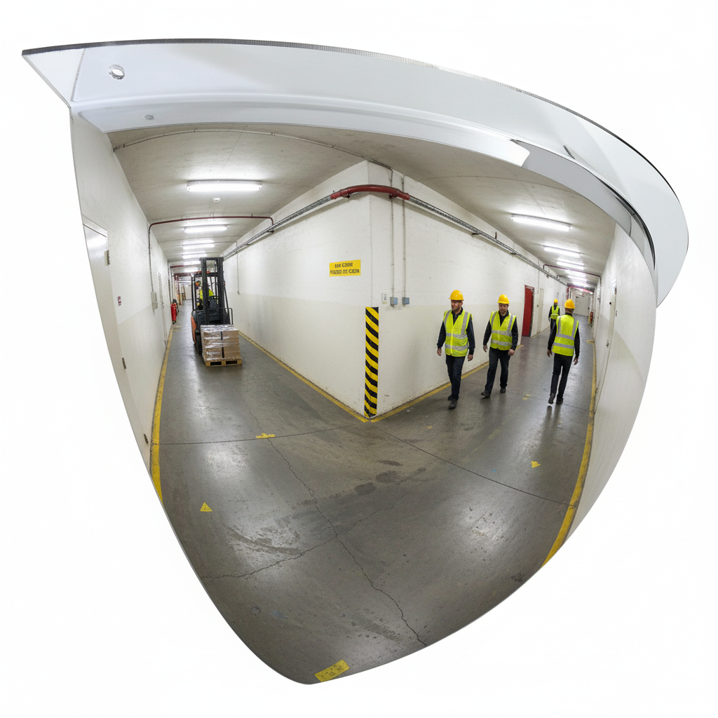 Premium Corner Mounted Surveillance Mirror with Two Directions for Enhanced Visibility and Safety - side view | britanniasafety.uk