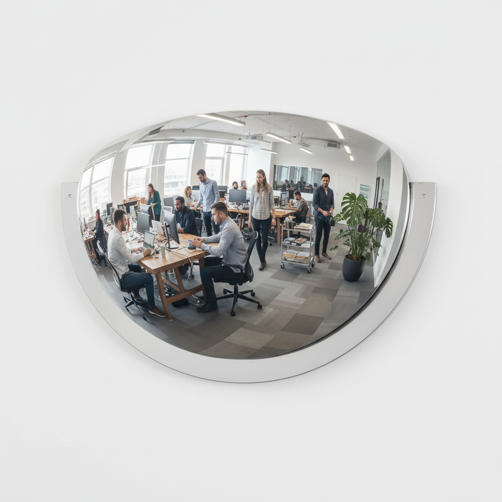 Professional 180mm Indoor Panoramic Observation Mirror - Shockproof Acrylic for Enhanced... - side view | britanniasafety.uk