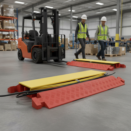 Heavy Duty 3 Channel Cable Protector with T Connectors for Cables Up to 57mm Diameter, 91cm... - side view | britanniasafety.uk