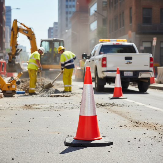Heavy Duty 1 Metre Tall Traffic Cone for Road Safety and Visibility - High-Quality Professional... - side view | britanniasafety.uk