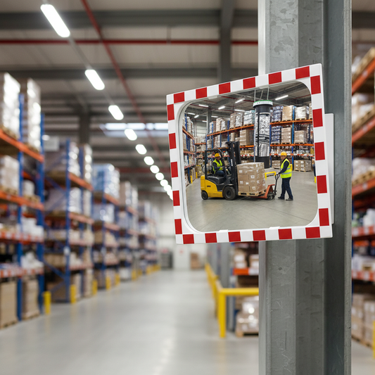 Premium Glass Lens Impact Resistant Traffic Mirror with Durable Housing and Adjustable Mounting Bracket - Detail View | Barri