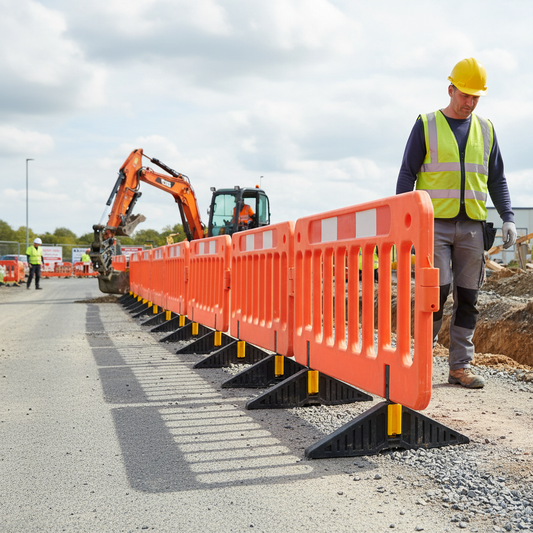 Premium Non-Trip Replacement Foot with Spigot for Gate and Boss Barriers, Recycled PVC Design - Detail View | britanniasafety.uk