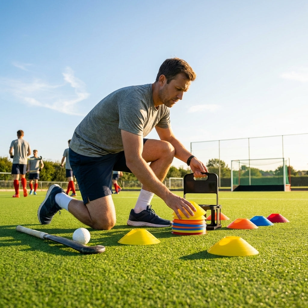 Durable hockey training marker cones in bright colours - product detail