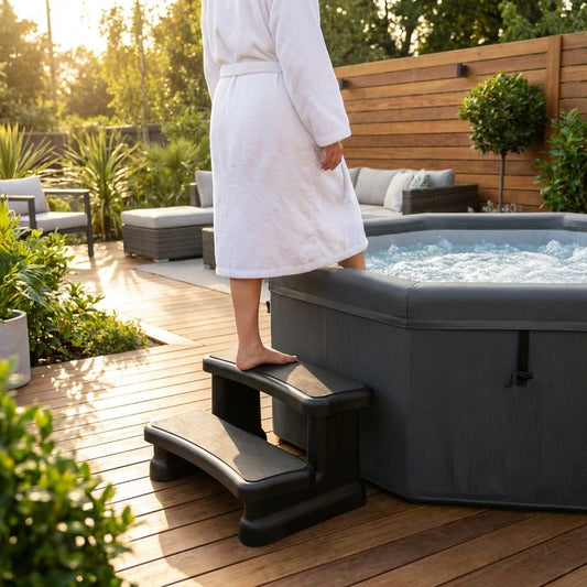 Durable grey hot tub steps for safe access - product detail
