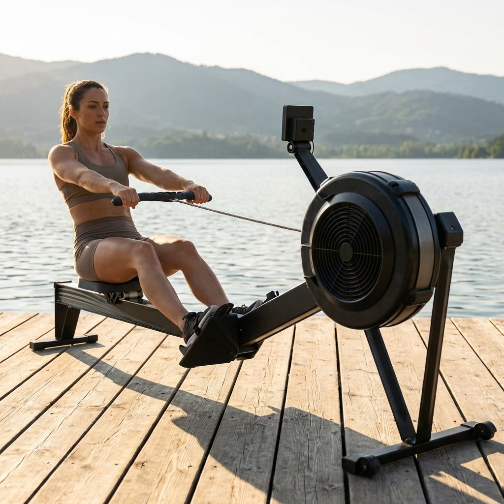 Rowing machine with aluminium frame and digital display - product detail
