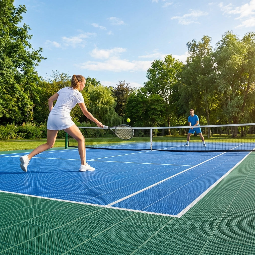 Tennis court modular floor tiles with UV and anti-slip features - product detail