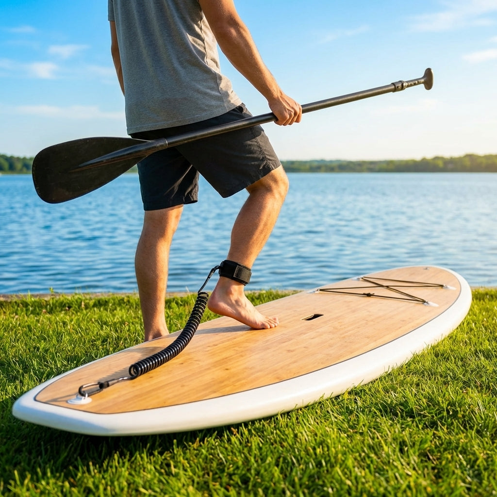 SUP Paddle Board Leash coiled TPU cord with ankle strap - product detail