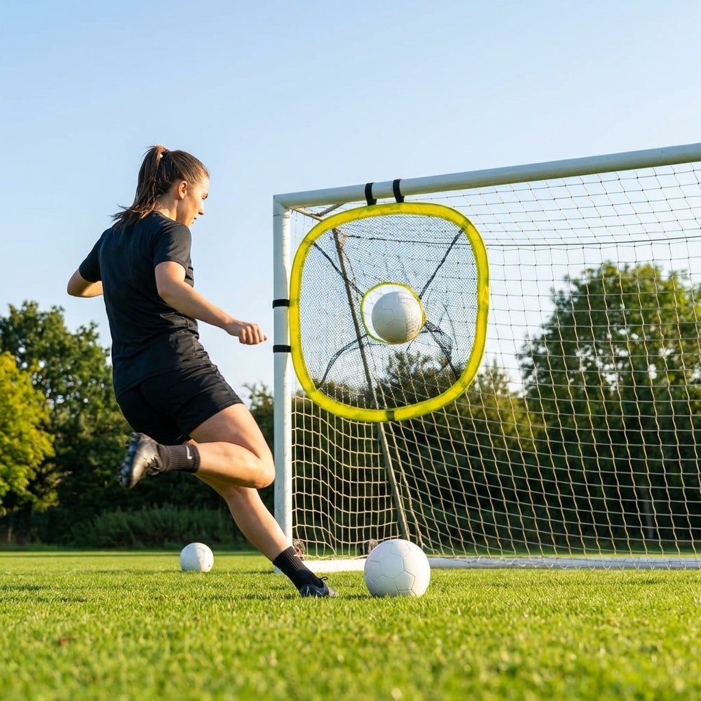 Compact football target net for training, durable polyester mesh - product detail