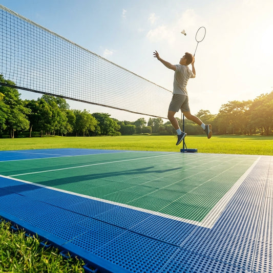Badminton court floor tiles with custom colours, UV treated for durability - product detail