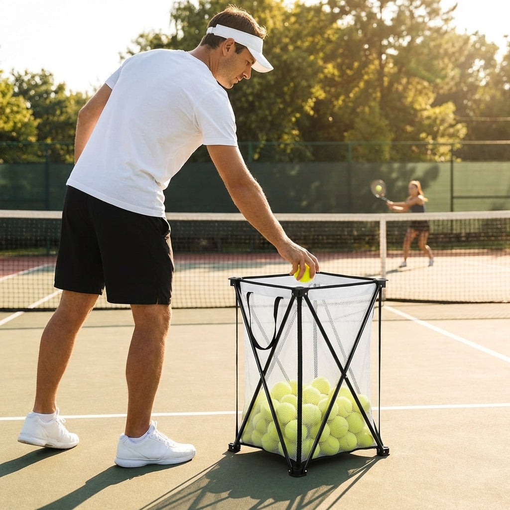 Portable ball caddy with metal frame for tennis and pickleball - product detail