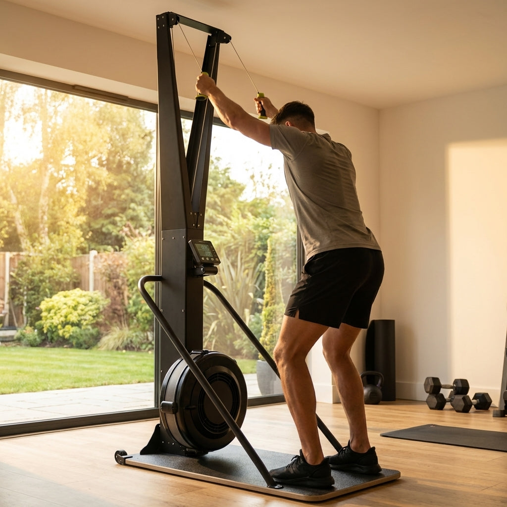 Black ski exercise machine for home and gym workouts - product detail