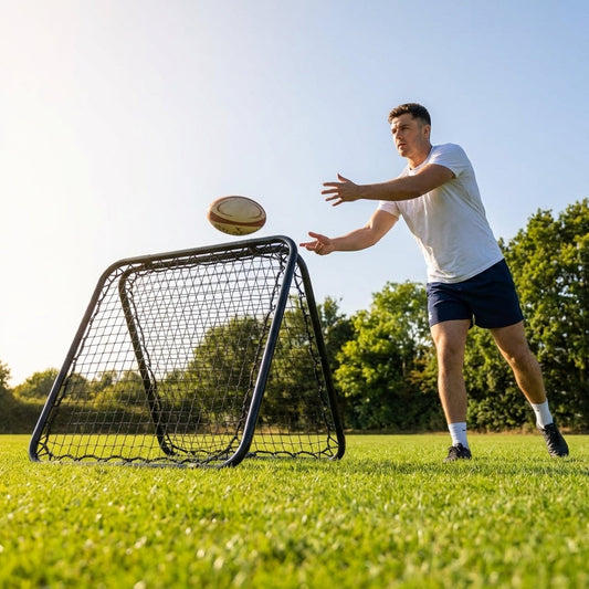Rugby rebounder with adjustable angles and durable steel frame - product detail