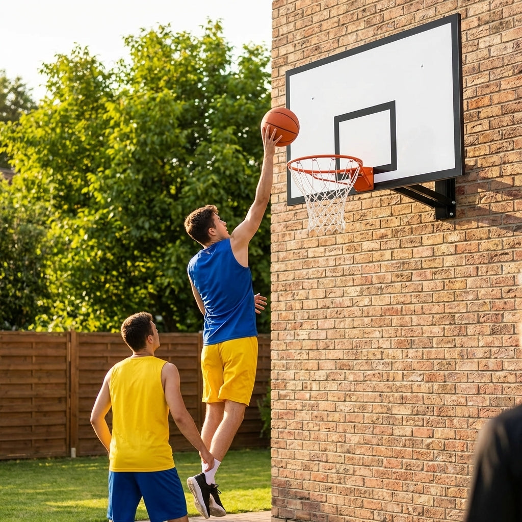 Adjustable wall mounted basketball backboard with rim and net - product detail