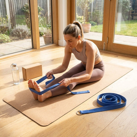 Royal Blue Yoga Strap Belt with Soft Cotton and D-ring - product detail