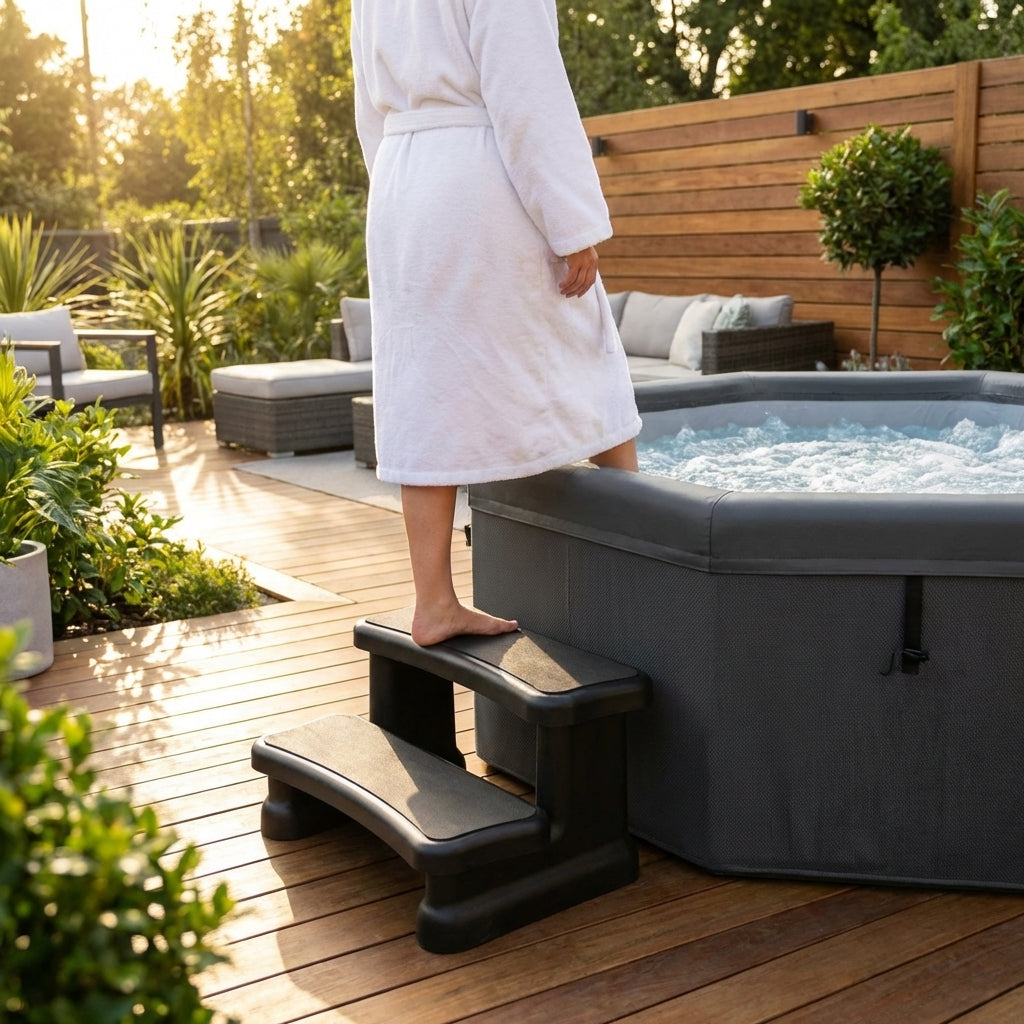Durable grey hot tub steps for safe access - product detail