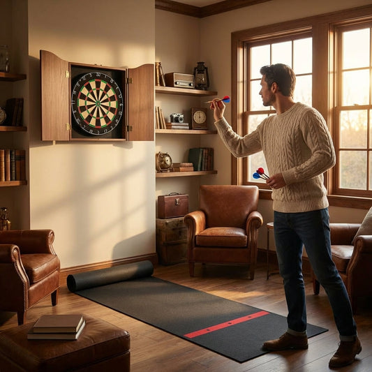 Wall Mounted Darts Bundle with Dartboard and Mat - product detail