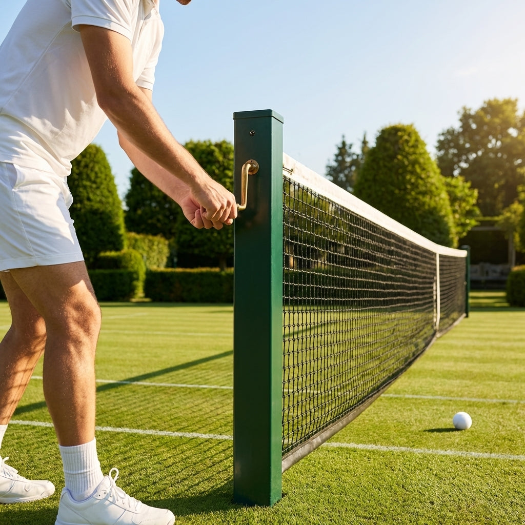 Steel tennis posts in green or black for indoor and outdoor courts - product detail