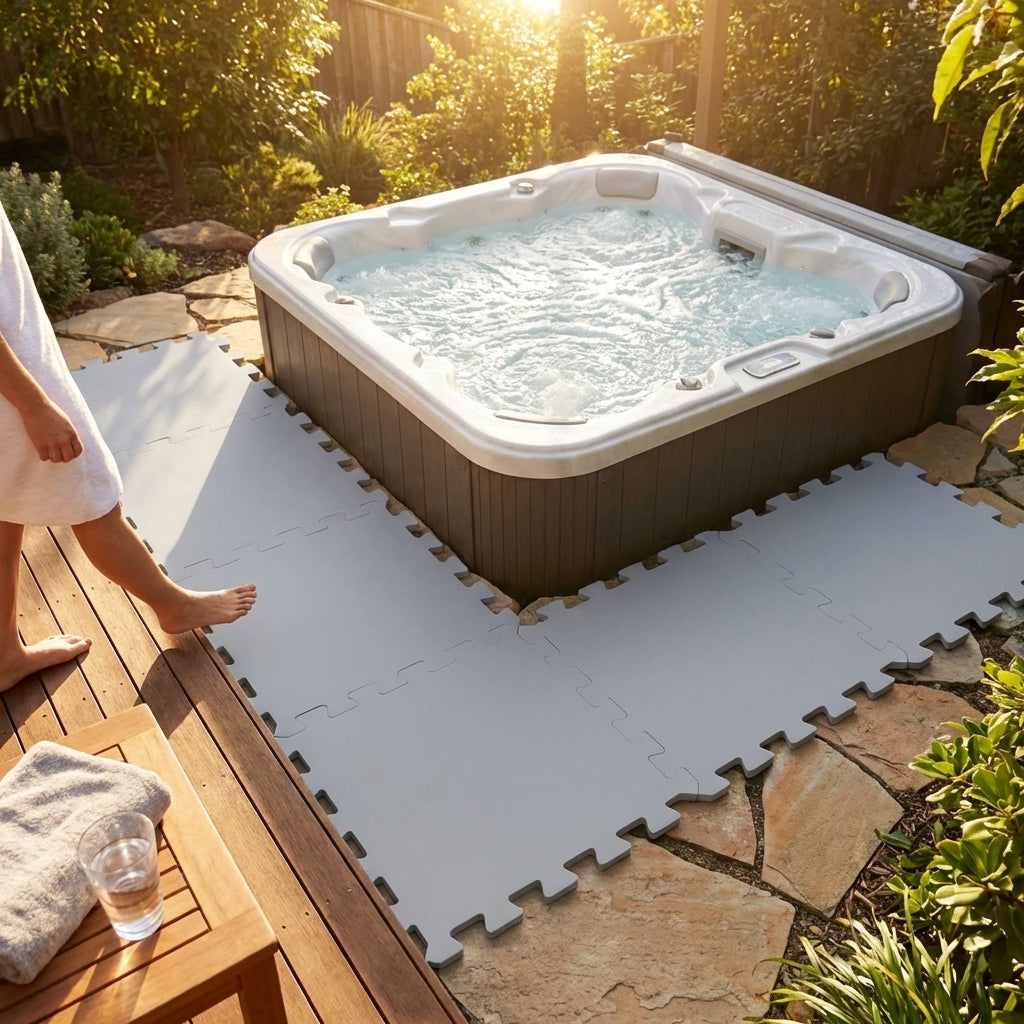EVA foam hot tub floor mat, grey color, suitable for indoor and outdoor use - product detail