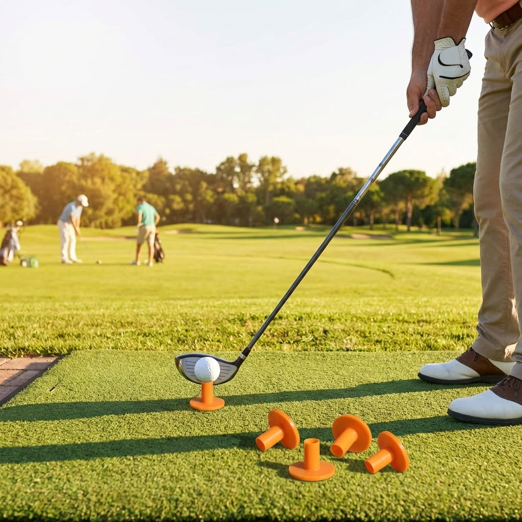 Pack of 5 durable 45mm rubber driving range tees for golf practice - product detail