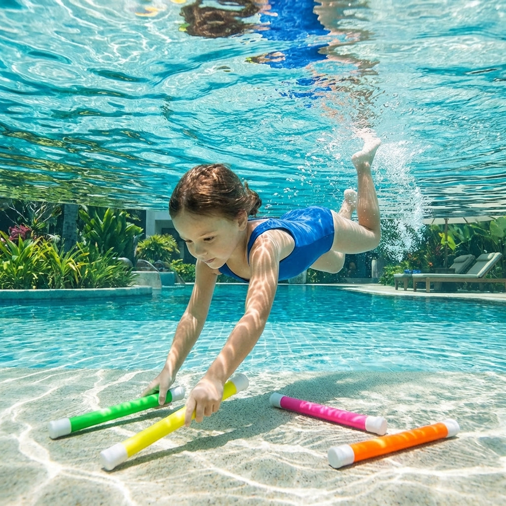 Vibrant multicolour swimming diving sticks made from PVC - product detail