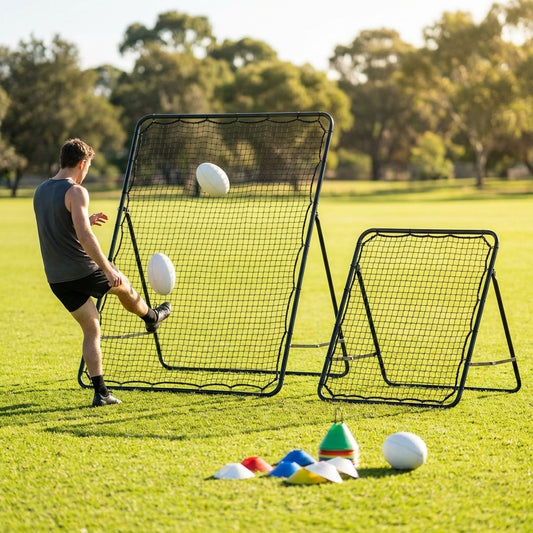 Aussie Rules Football Rebounder with galvanised steel frame for training - product detail