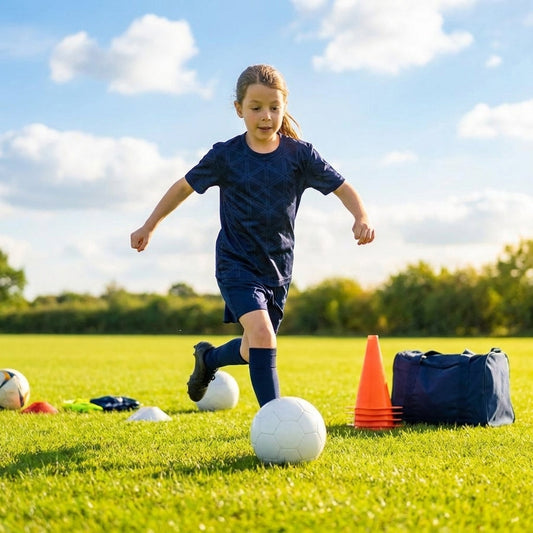 Junior navy blue football shirt with geometric print for training - product detail
