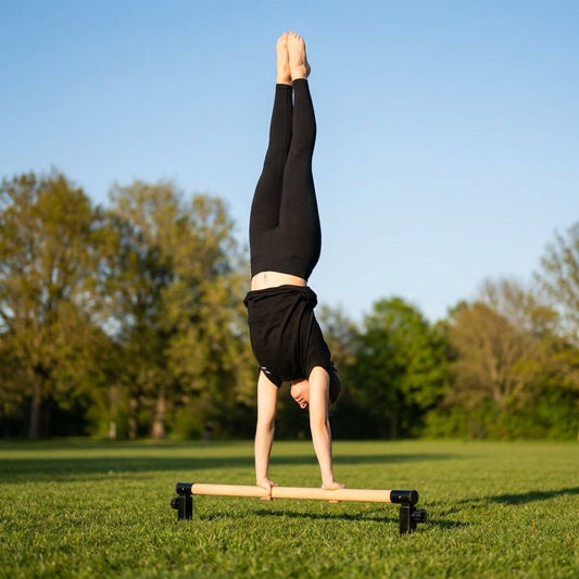 Gymnastics handstand bars made of steel and beech wood, ideal for home use - product detail