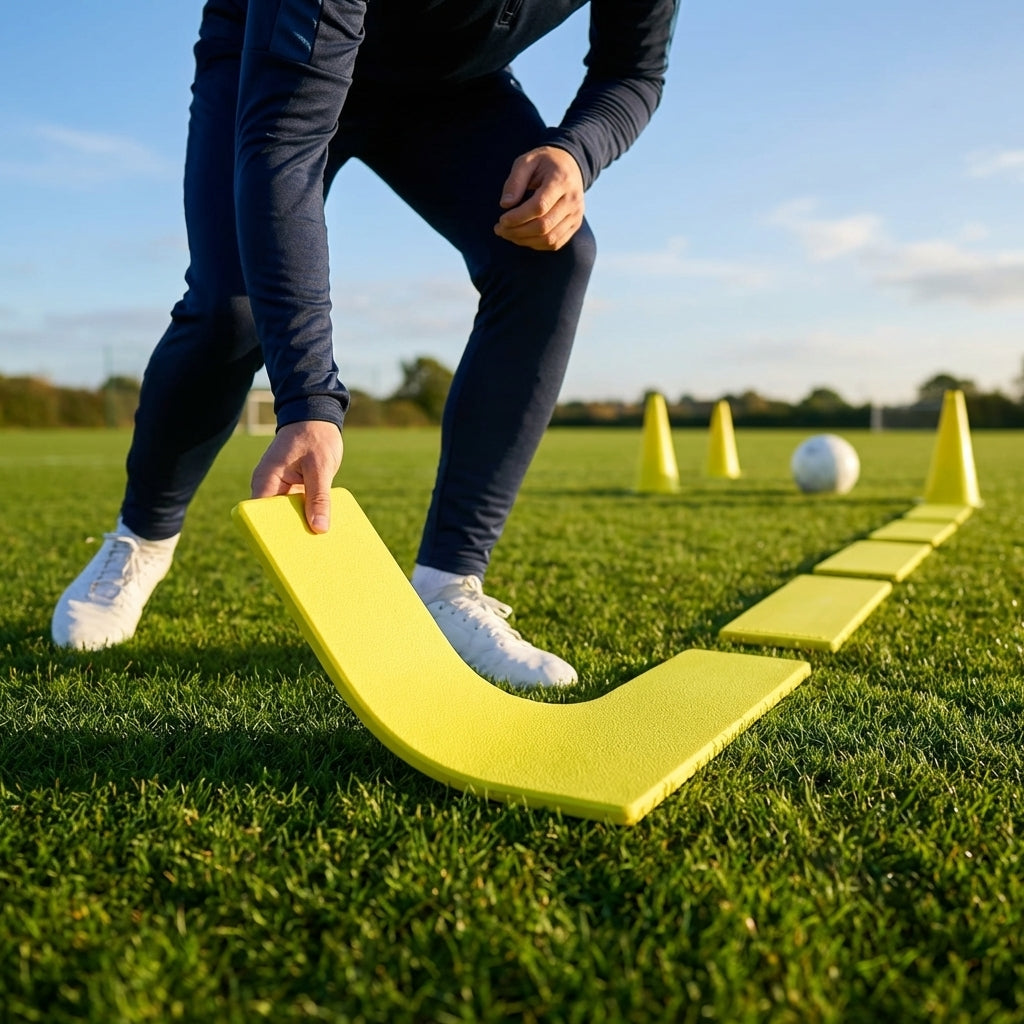 Football training marker lines made of flexible rubber in fluro yellow - product detail
