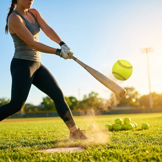 12 inch PVC softballs in bright yellow for slow pitch games - product detail