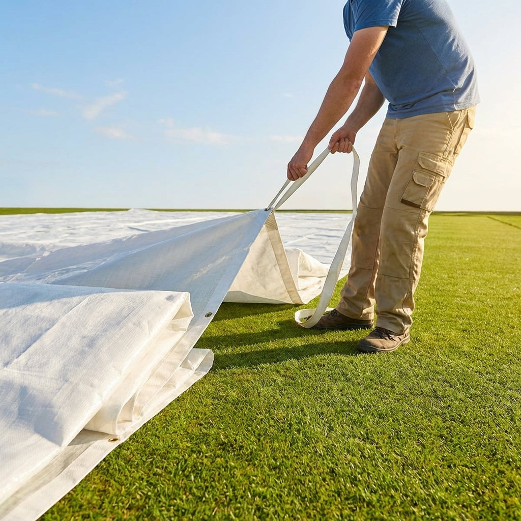 Tennis Court Covers made of lightweight plastic in white colour - product detail