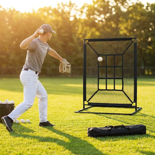 Portable baseball pitchers pocket with 9 strike zones for practice - product detail