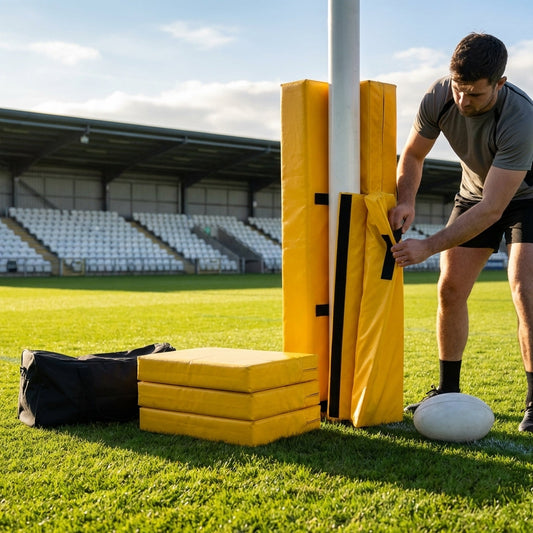 Rugby post protector pads, 6ft tall, heavy-duty PVC - product detail