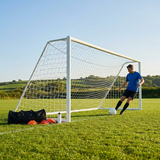 Steel football goal with galvanised steel frame for outdoor use - product detail