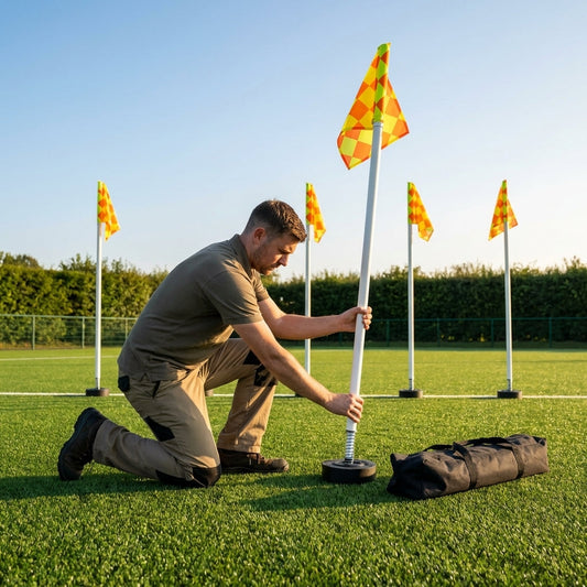 Football corner flag set with PVC poles and rubber bases - product detail