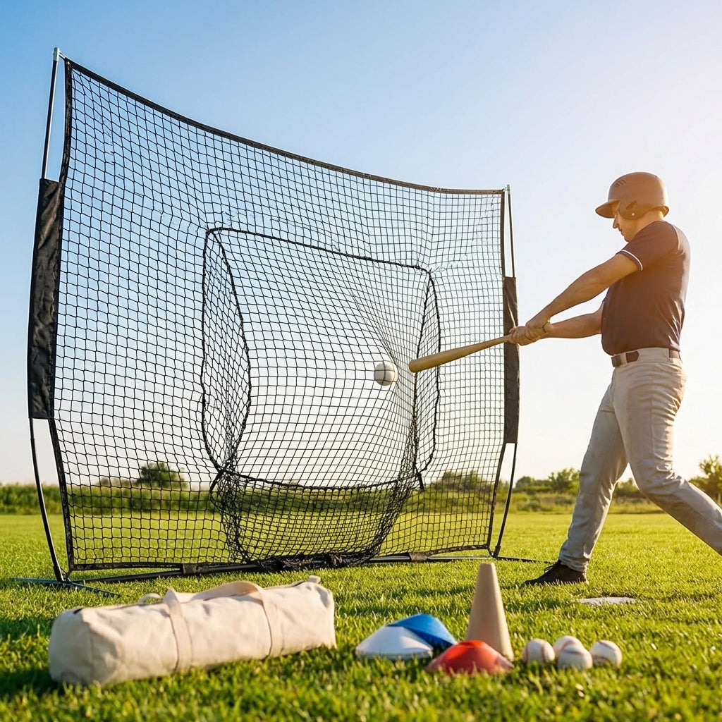 Custom baseball nets made from HDPP material in black
