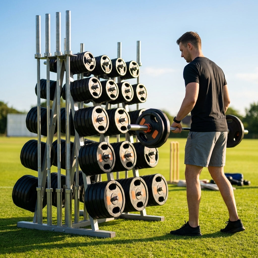 Reinforced steel barbell rack for gym and home use