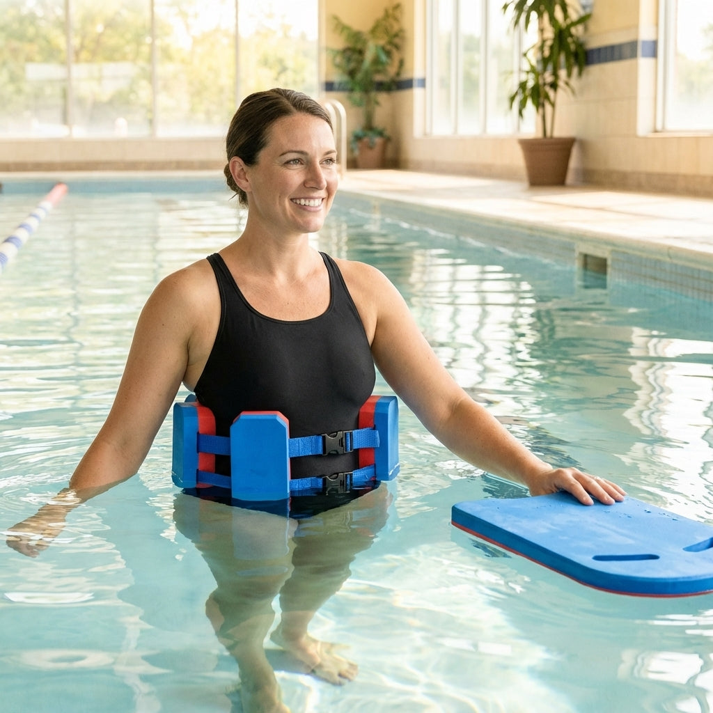 Flotation belt for children made of EVA foam in blue and red